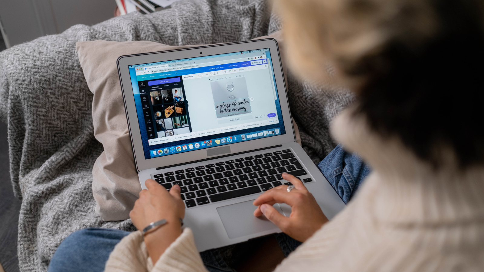 Zarabianie na grafice AI — osoba pracująca nad grafiką AI w ImagineArt z informacją o programie afiliacyjnym oferującym 50% prowizji.